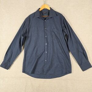 Martin Gordon Mens XL Navy Blue Micro Stripe Cotton Blend Button Down Shirt